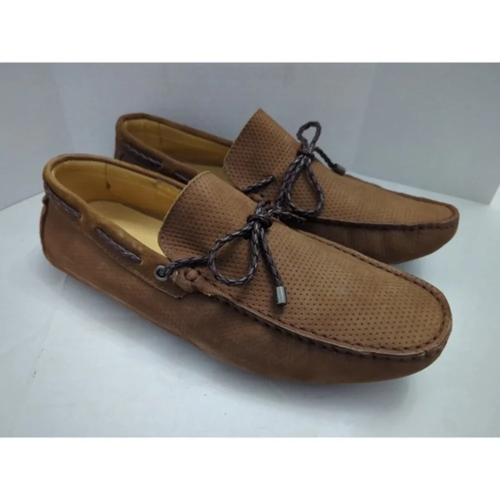 Vintage Saks Fifth Avenue Mens Brown Leather Loafers Braided Tassel Sz 8.5M